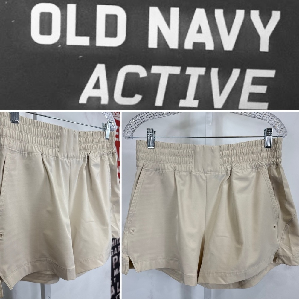 Old Navy Women’s High Waisted StretchTech Shorts With Pockets Beige Size M